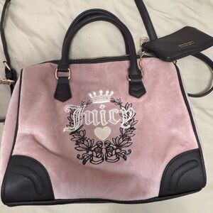 Juicy Couture Pink and Dark brown Satchel with crossbody strap and coin purse